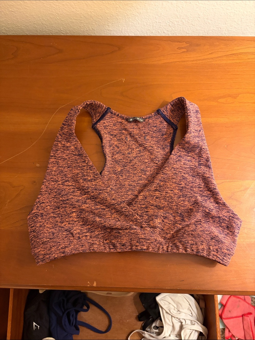oiselle Heathered Pink and Blue Racerback Sports Bra size 4